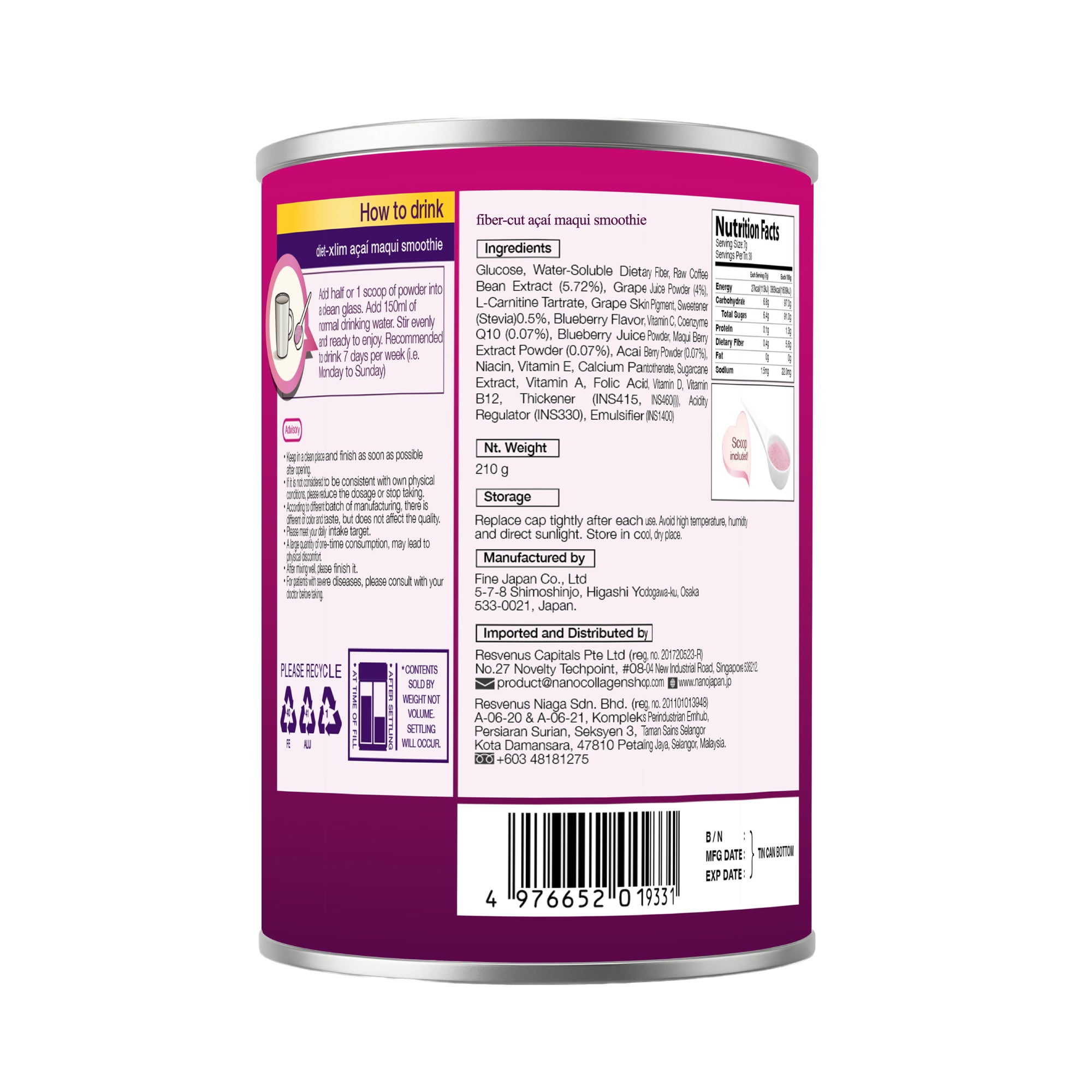 NANO ACAI & BERRY DIET BURN SMOOTHIE, 210gm