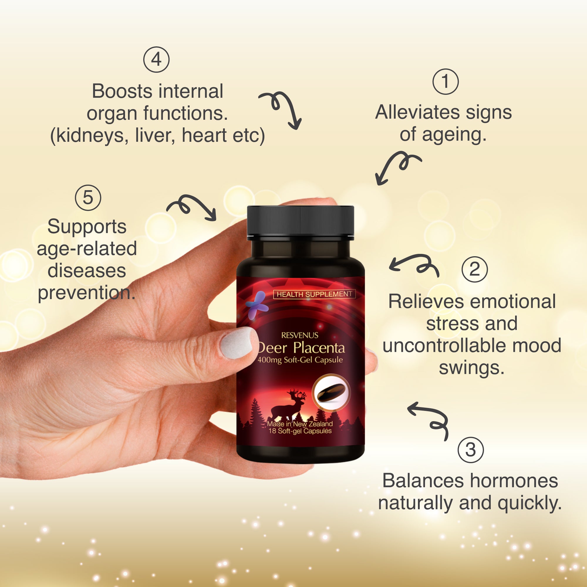 NANO DEER PLACENTA PREMIUM, 18caps